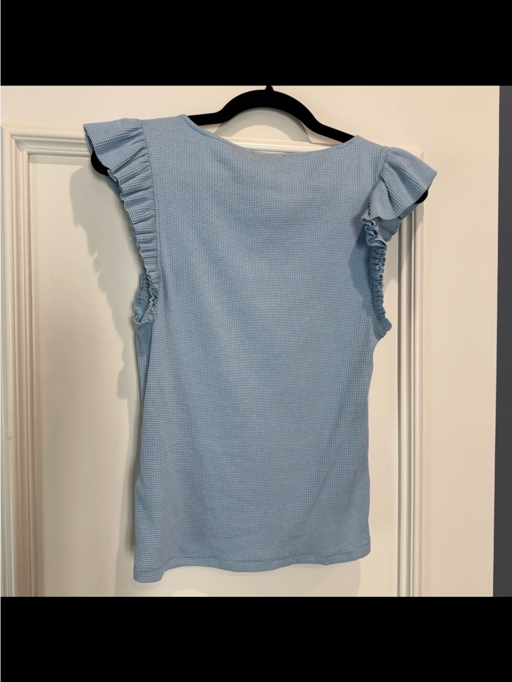 J. Crew Blue Ruffle Sleeve Tank - Picture 2 of 3